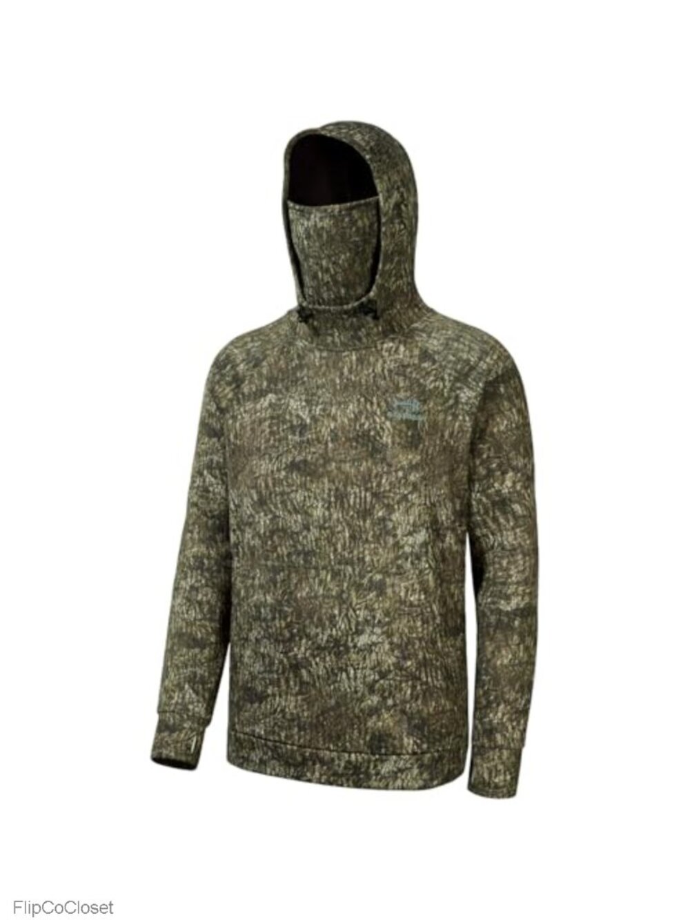 Men's Water Resistant Fleece Hoodie Neck Gaiter Thumb Holes Fishing Hunting